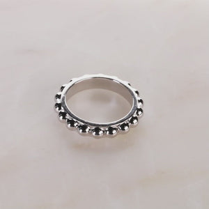 Silver Beaded Band Ring