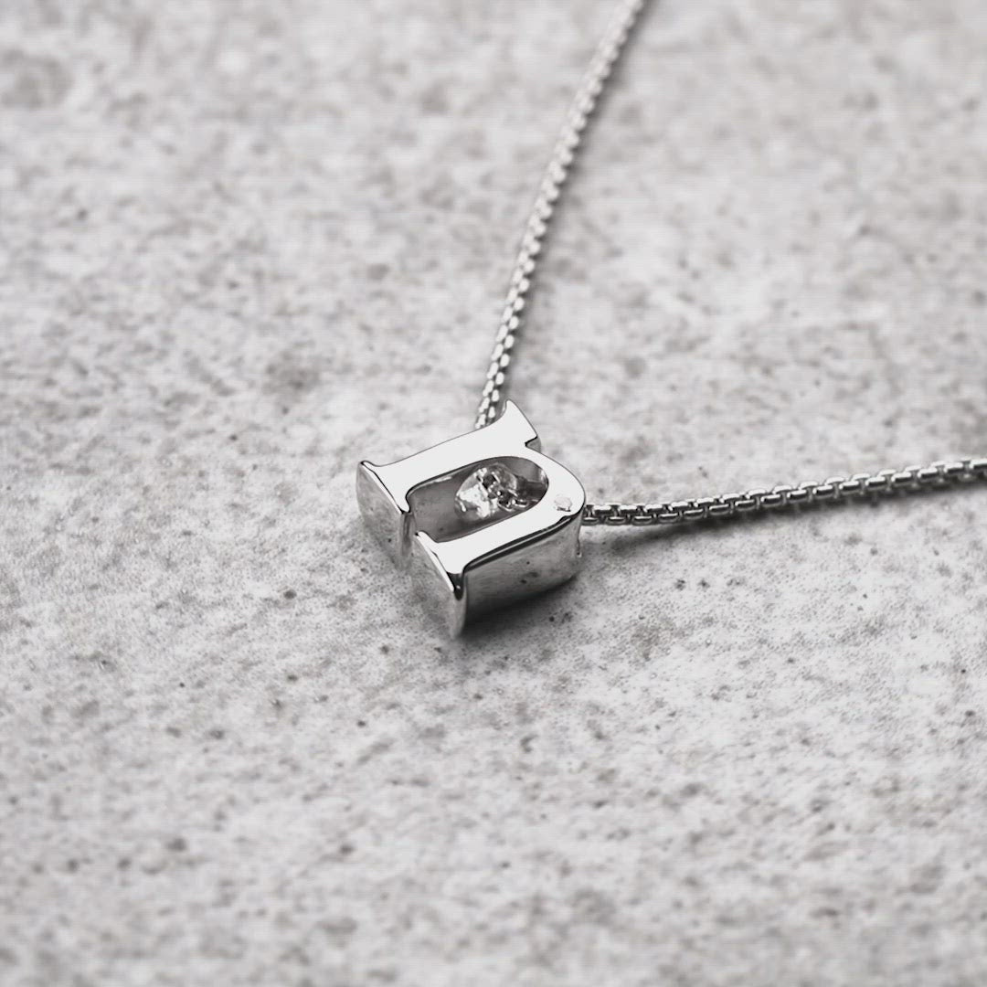 Letter N Silver Diamond Pendant