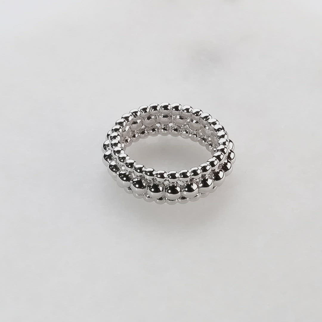 Silver Beaded Triple Band Ring