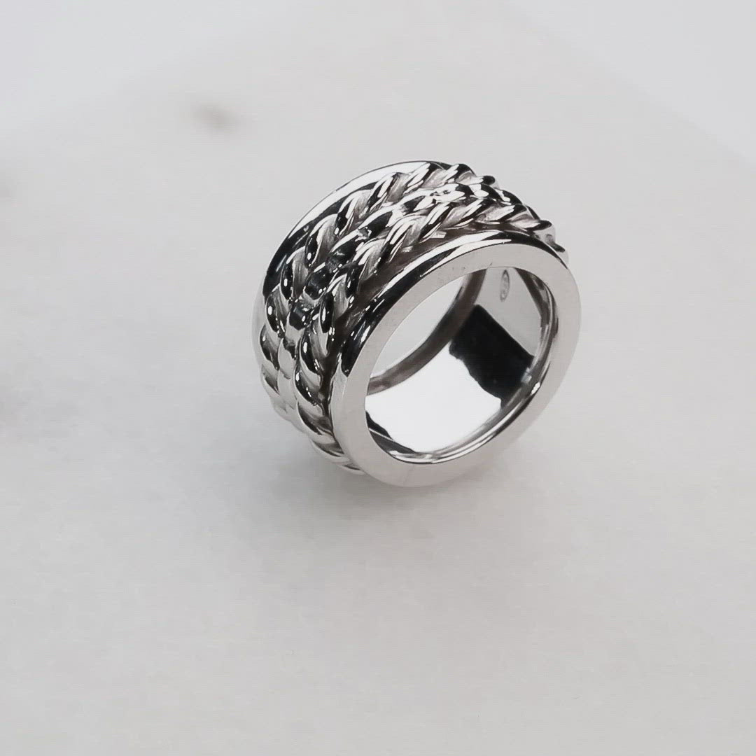 Silver Ropes Spinning Ring