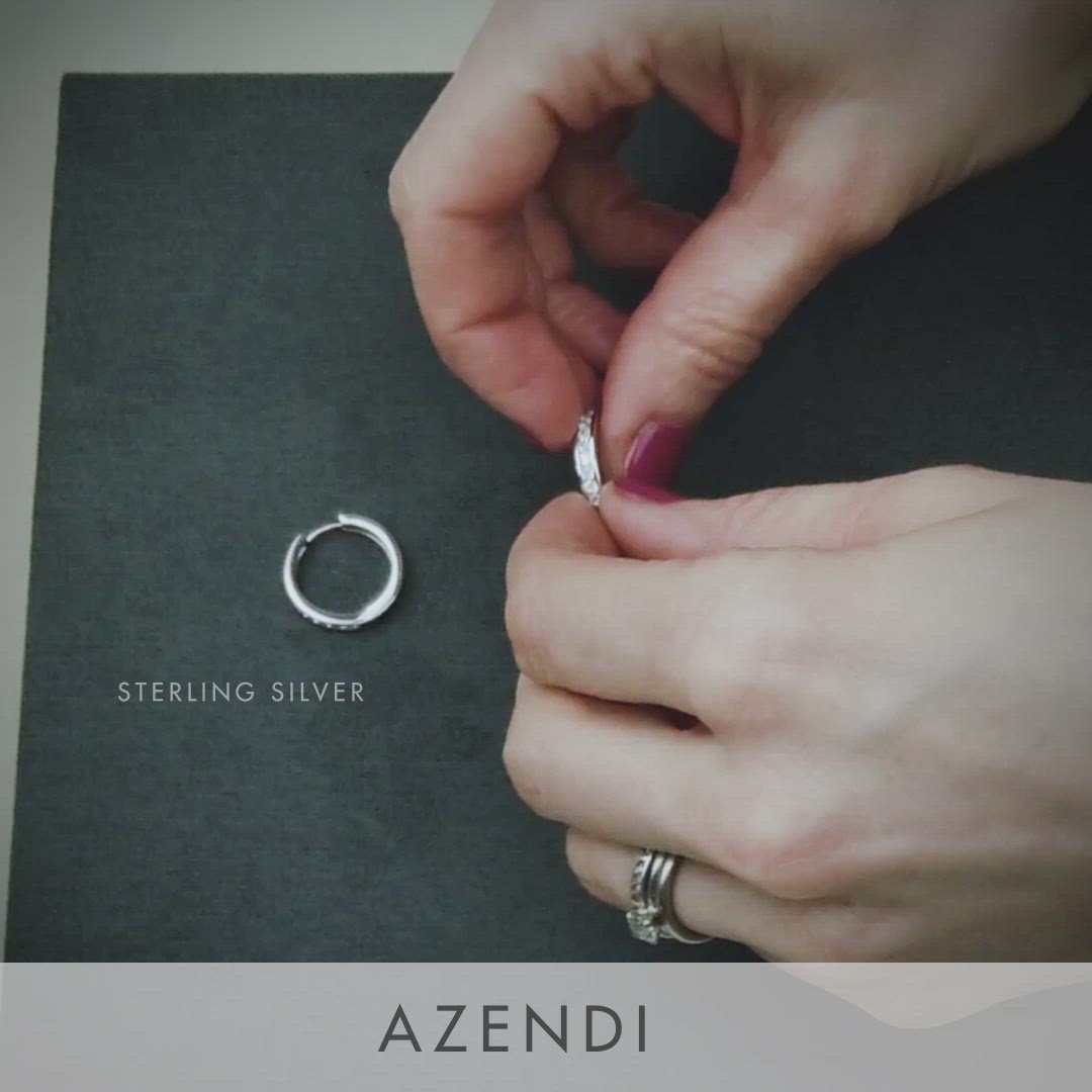 Hinge Hoop Earrings - Small Stone-Set