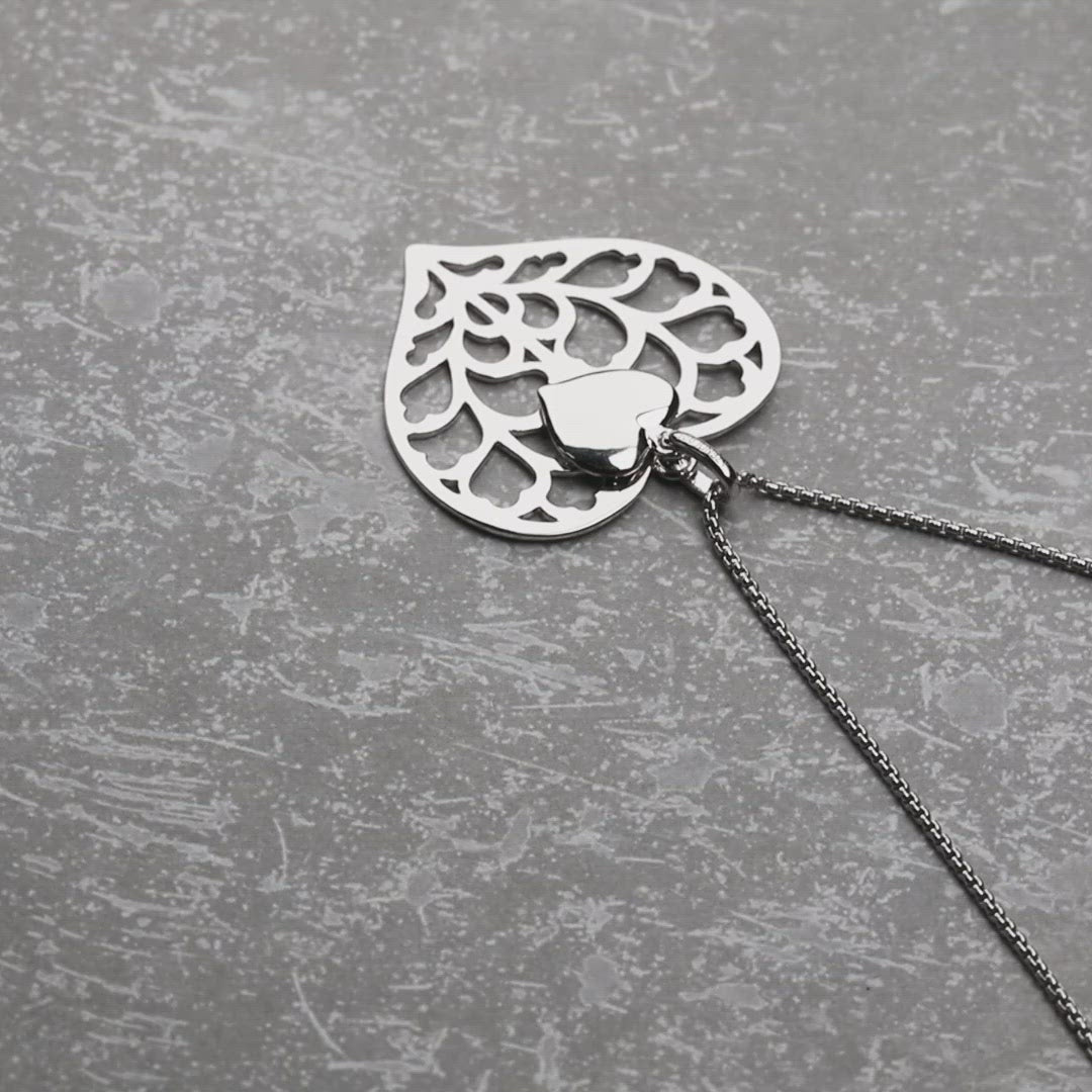 Silver Heart of Yorkshire Detailed Double Heart Pendant