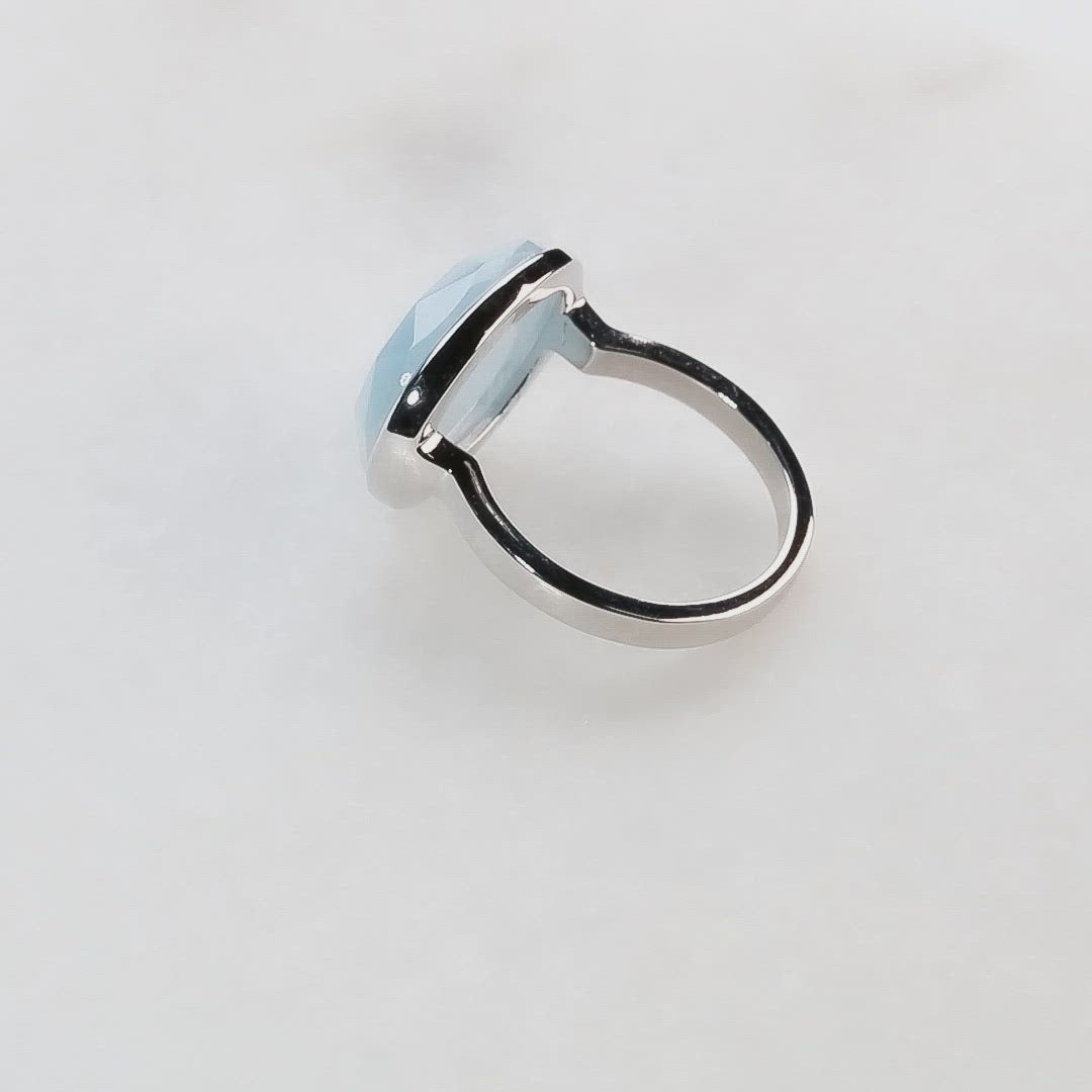 Silver & Aqua Chalcedony Ring