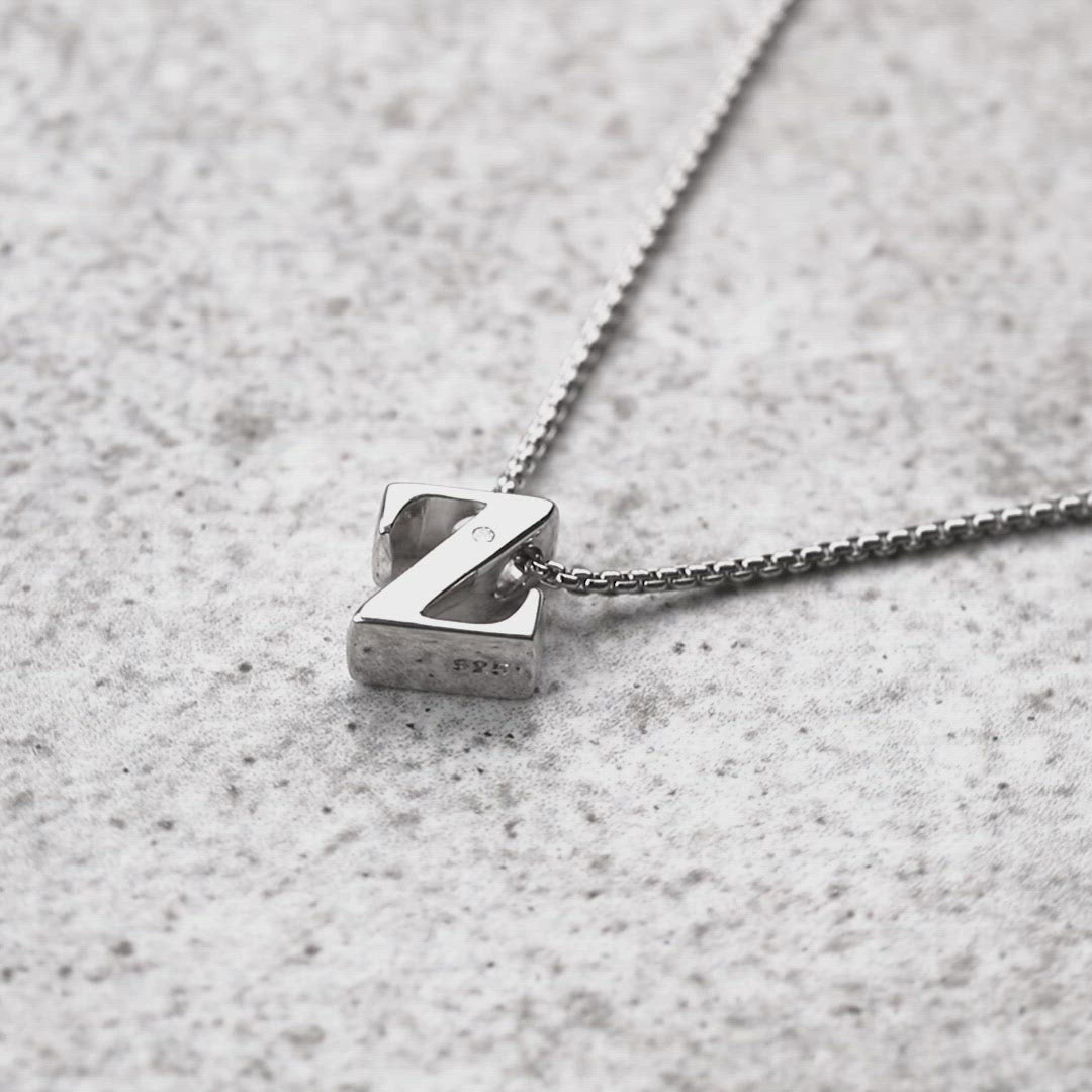 Letter Z Silver Diamond Pendant