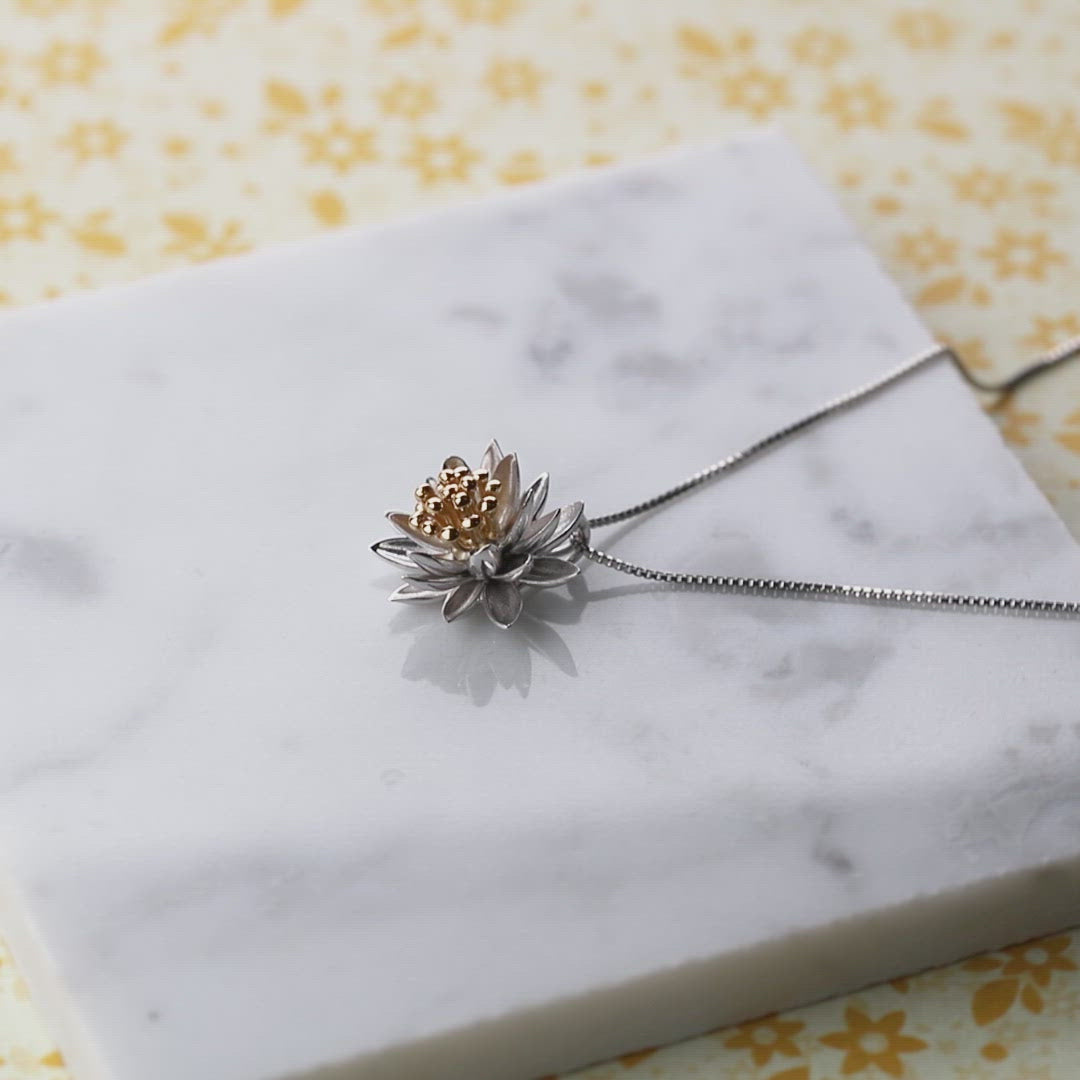 Water Lily July Birthday Flower Pendant