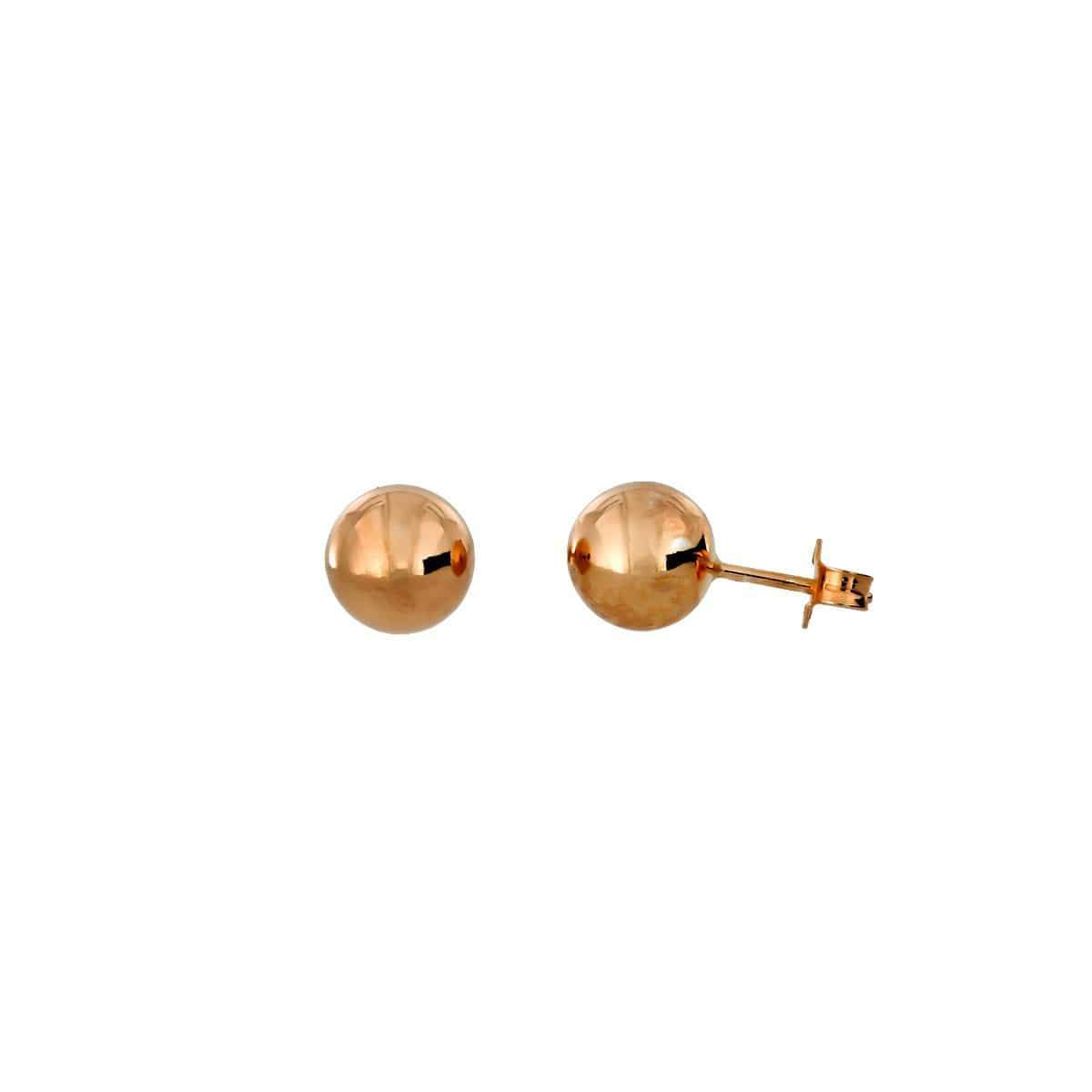 Pair of polished rose gold vermeil ball stud earrings featuring a smooth, spherical design for a timeless and versatile addition to silver jewellery collections.