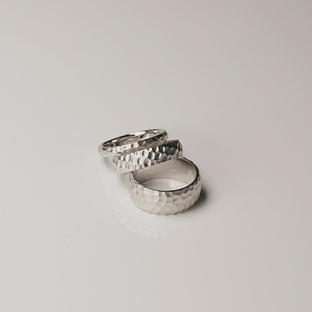 Sterling Silver Satin Hammered Elements Ring