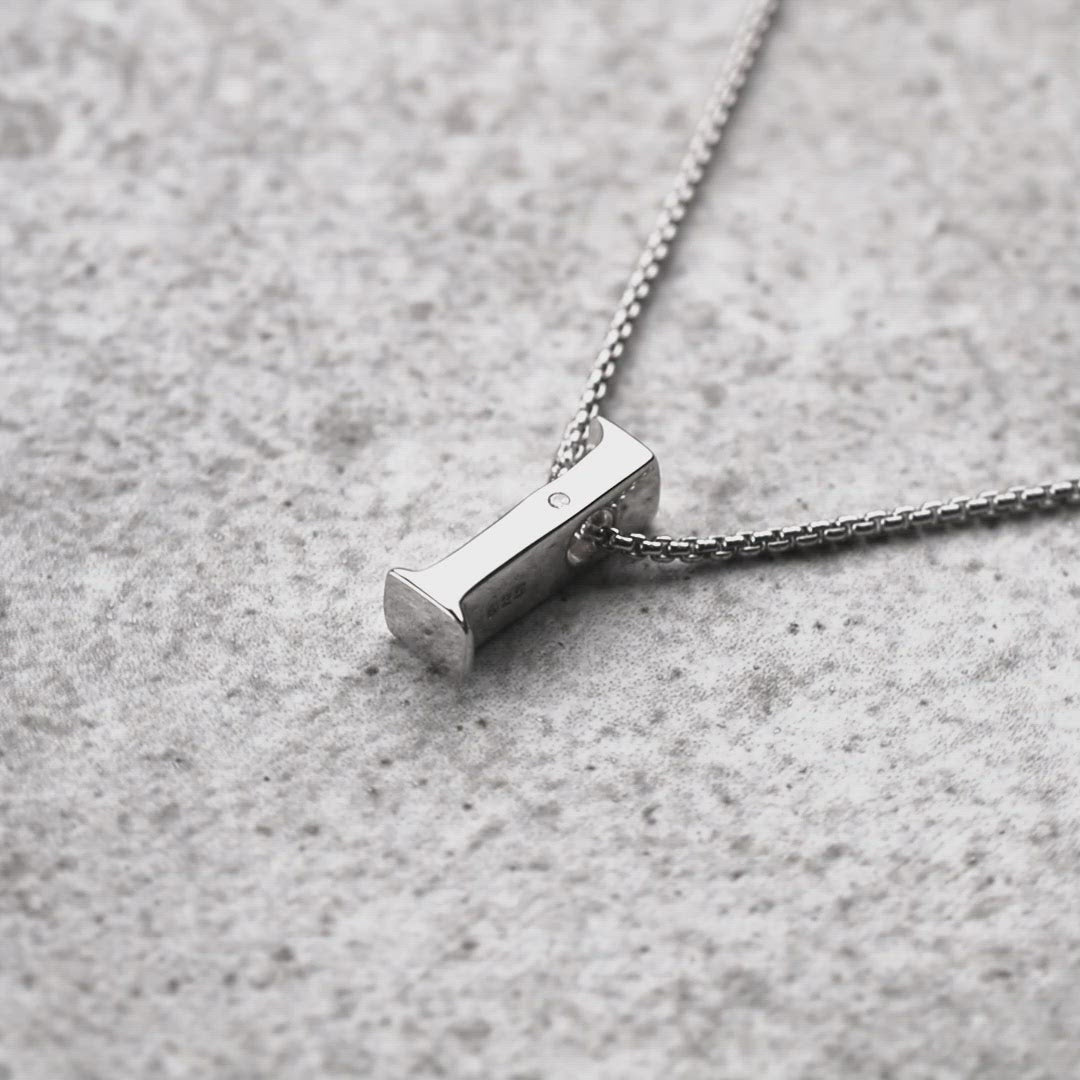 Letter L Silver Diamond Pendant