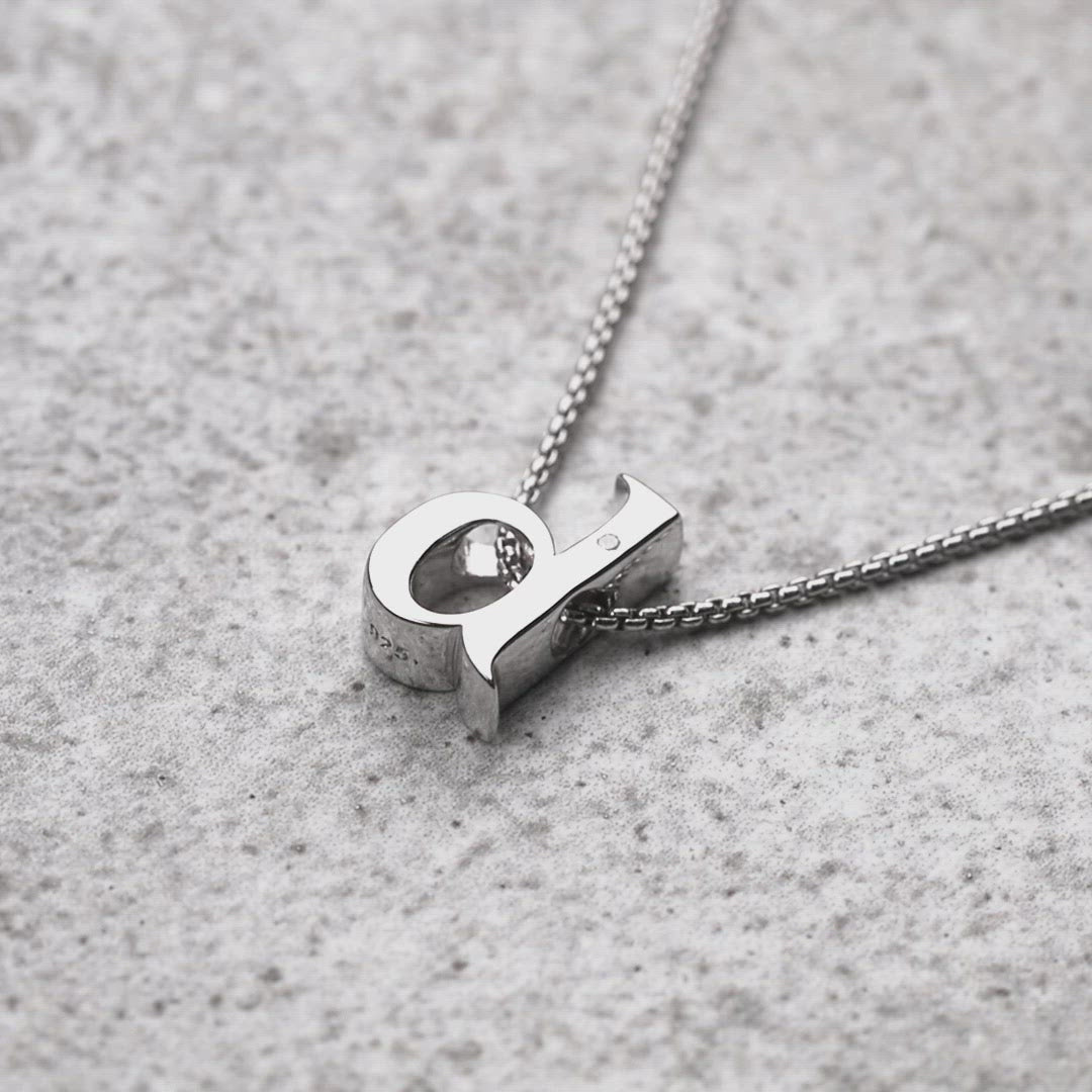Letter D Silver Diamond Pendant