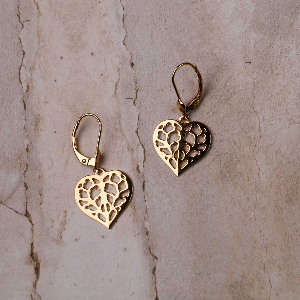 9ct Yellow Gold Heart of Yorkshire Drop Earrings
