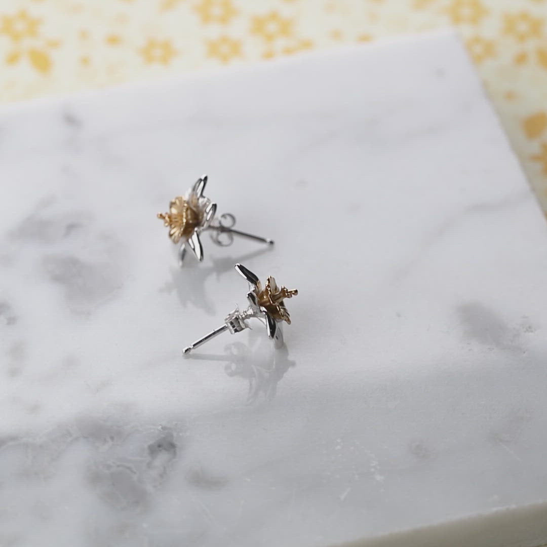 Daffodil March Birthday Flower Earrings