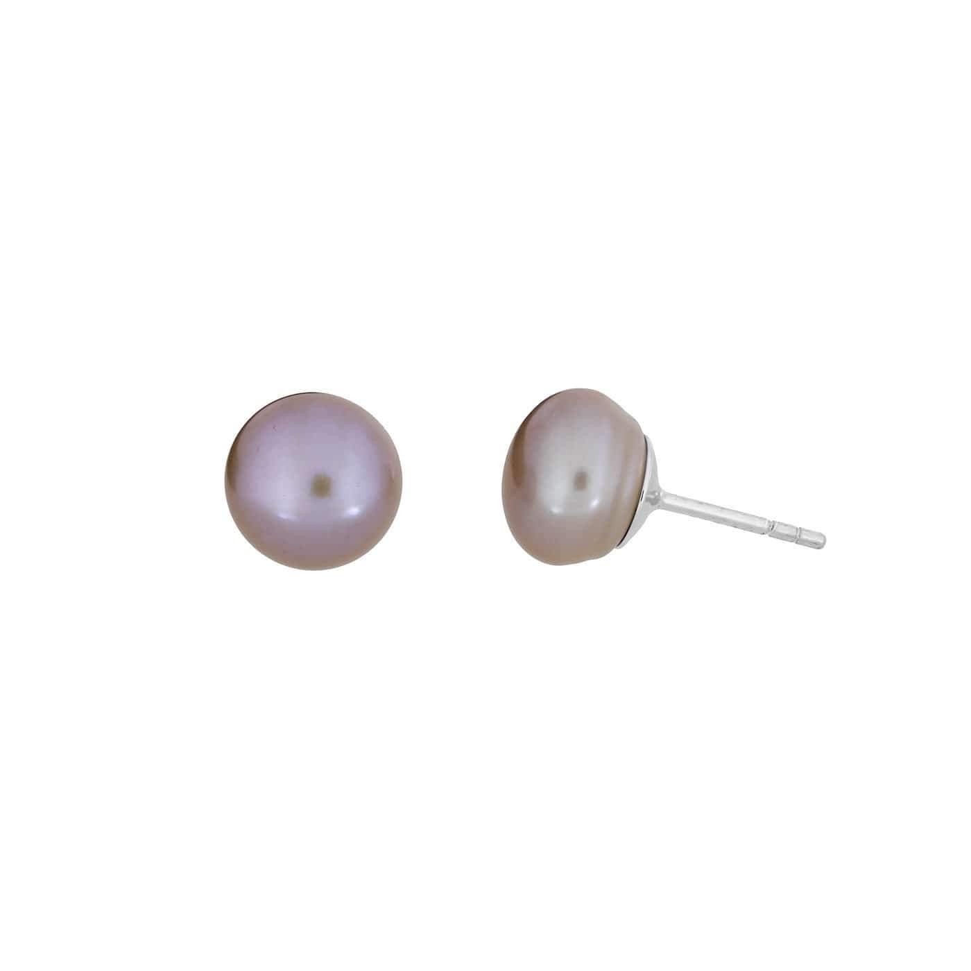 Pink Pearl Stud Earrings - 11mm