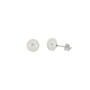 White Pearl Sterling Silver Stud Earrings