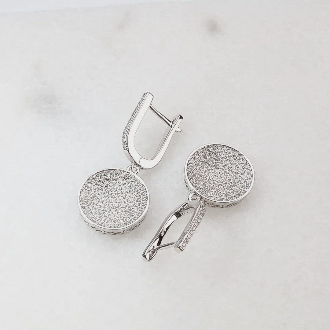 Domed Pavé Earring with Hinged Drop