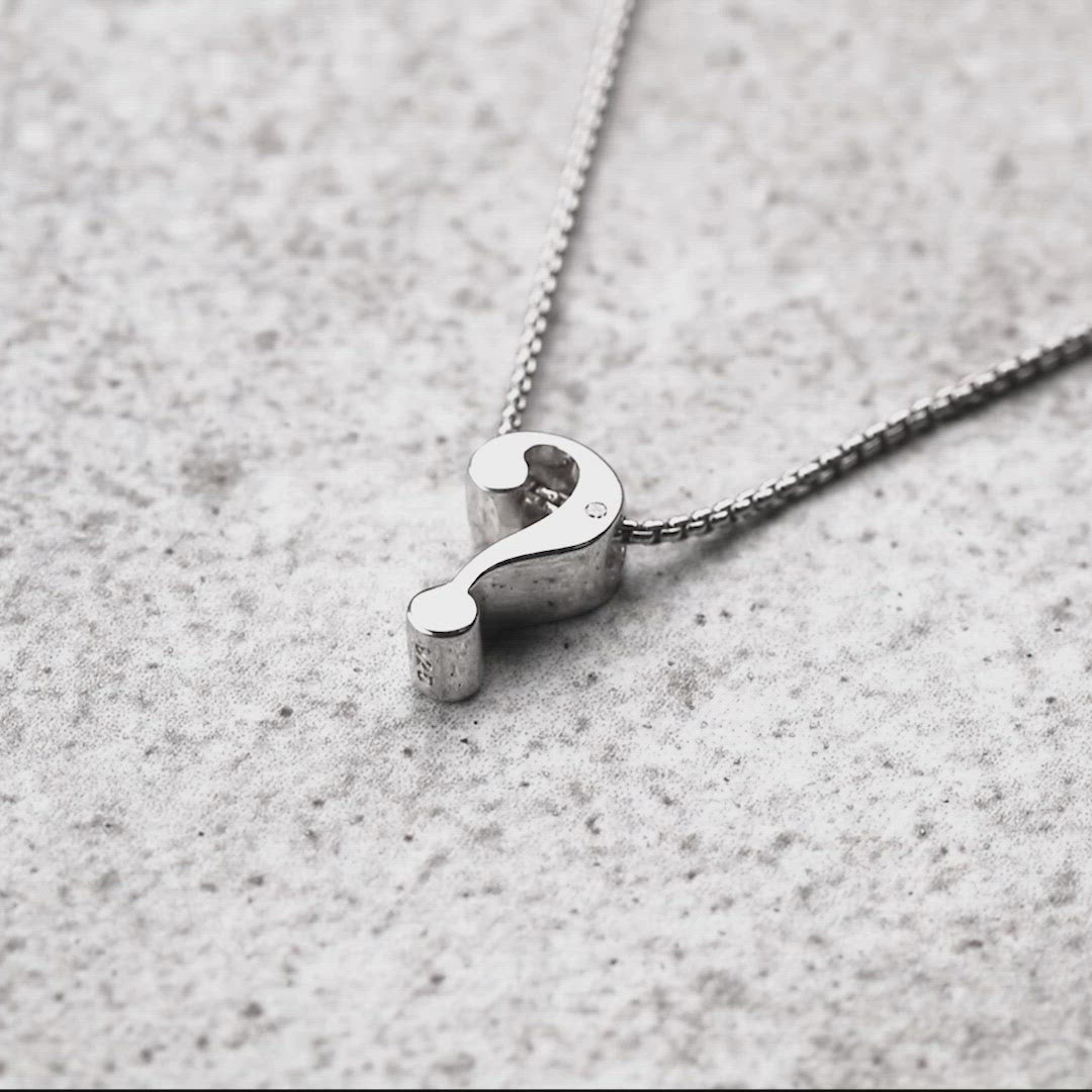 Question Mark Diamond Silver Pendant