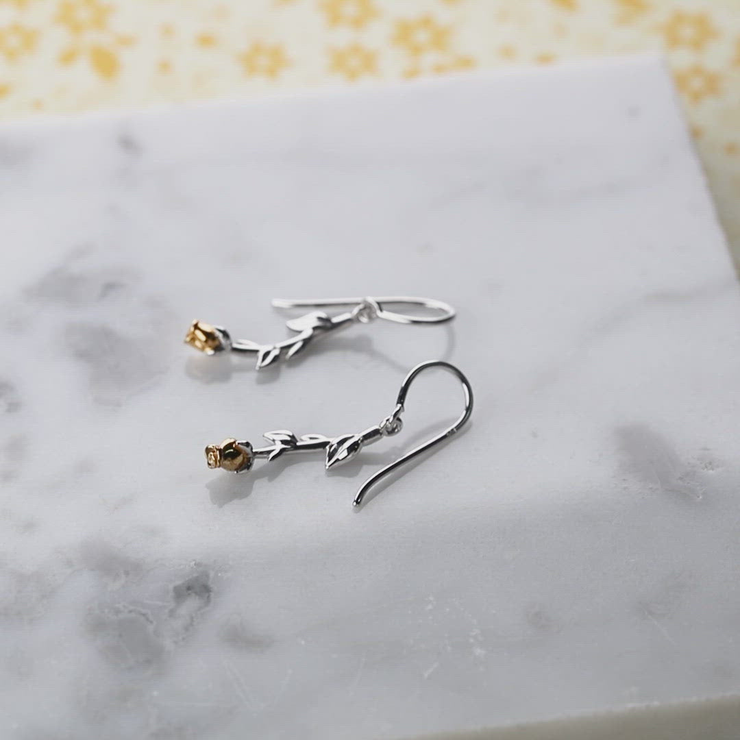 Rose June Birthday Flower Earrings