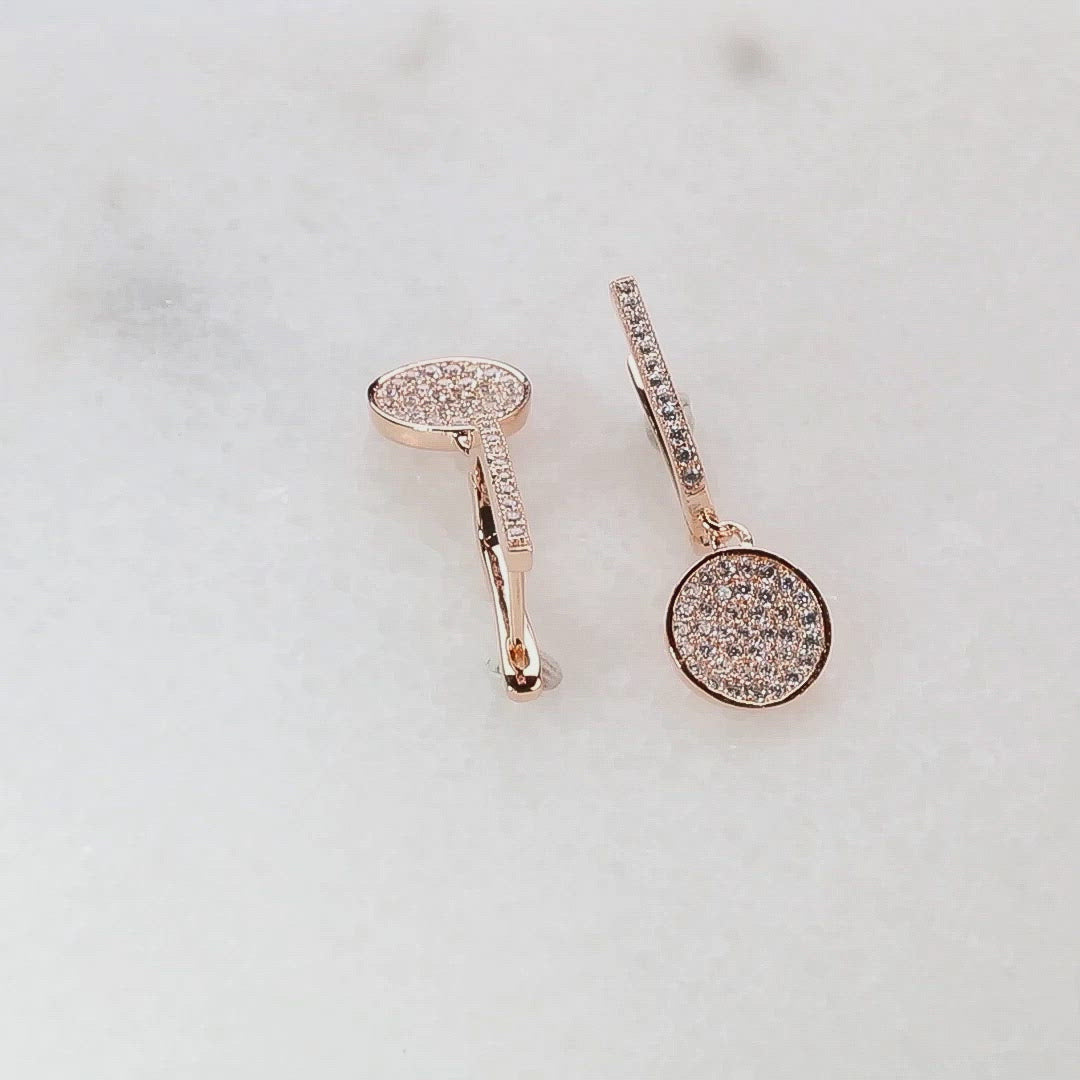 Domed Pavé Earring with Hinged Drop (Small)