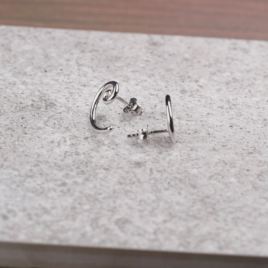 Spiral Stud Earrings in Sterling Silver