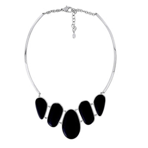 Black Agate and SIlver Avalon Statement Necklace