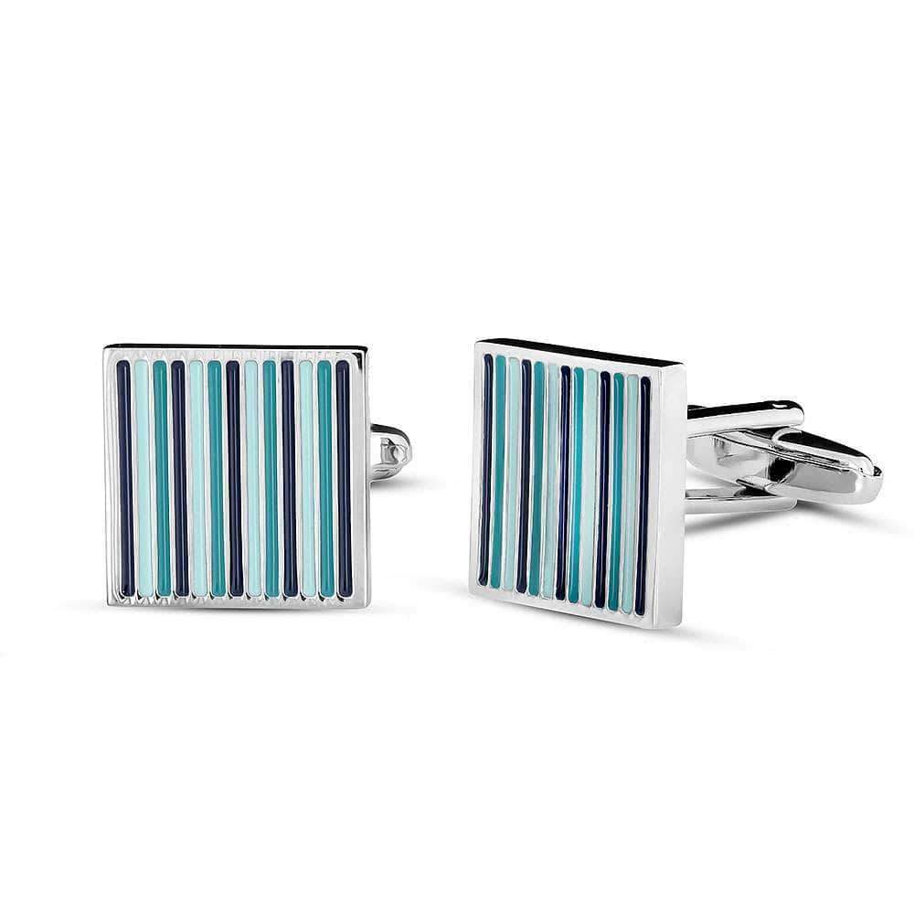 Blue Stripes Square Cufflinks