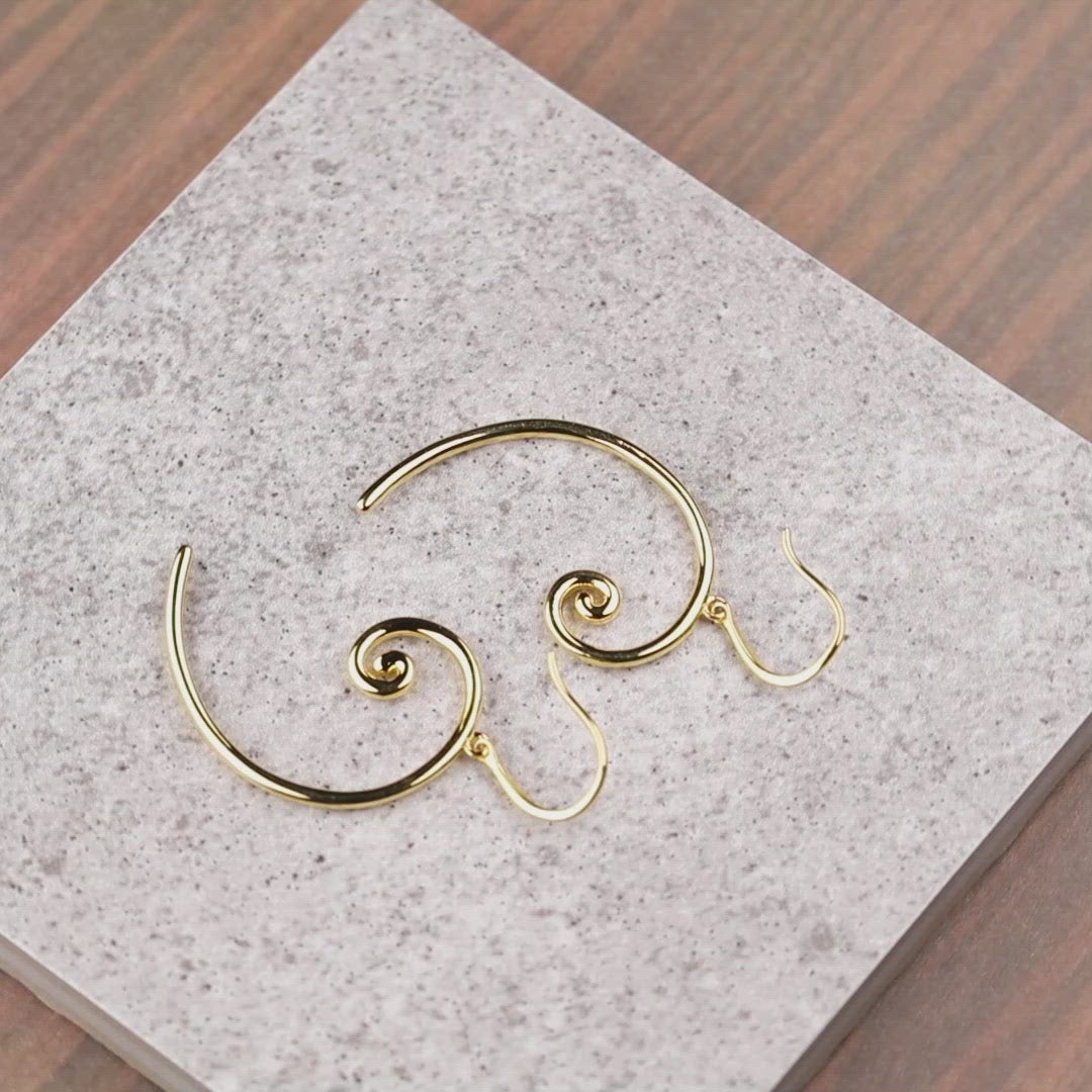 Spiral Drop Earrings in Yellow Gold Vermeil