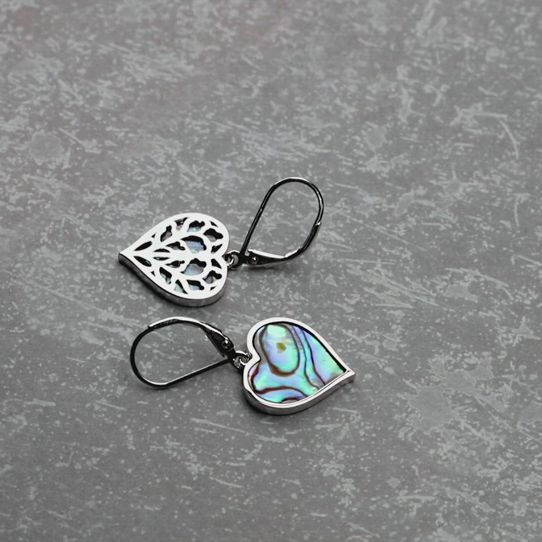 Silver Heart of Yorkshire Abalone Earrings