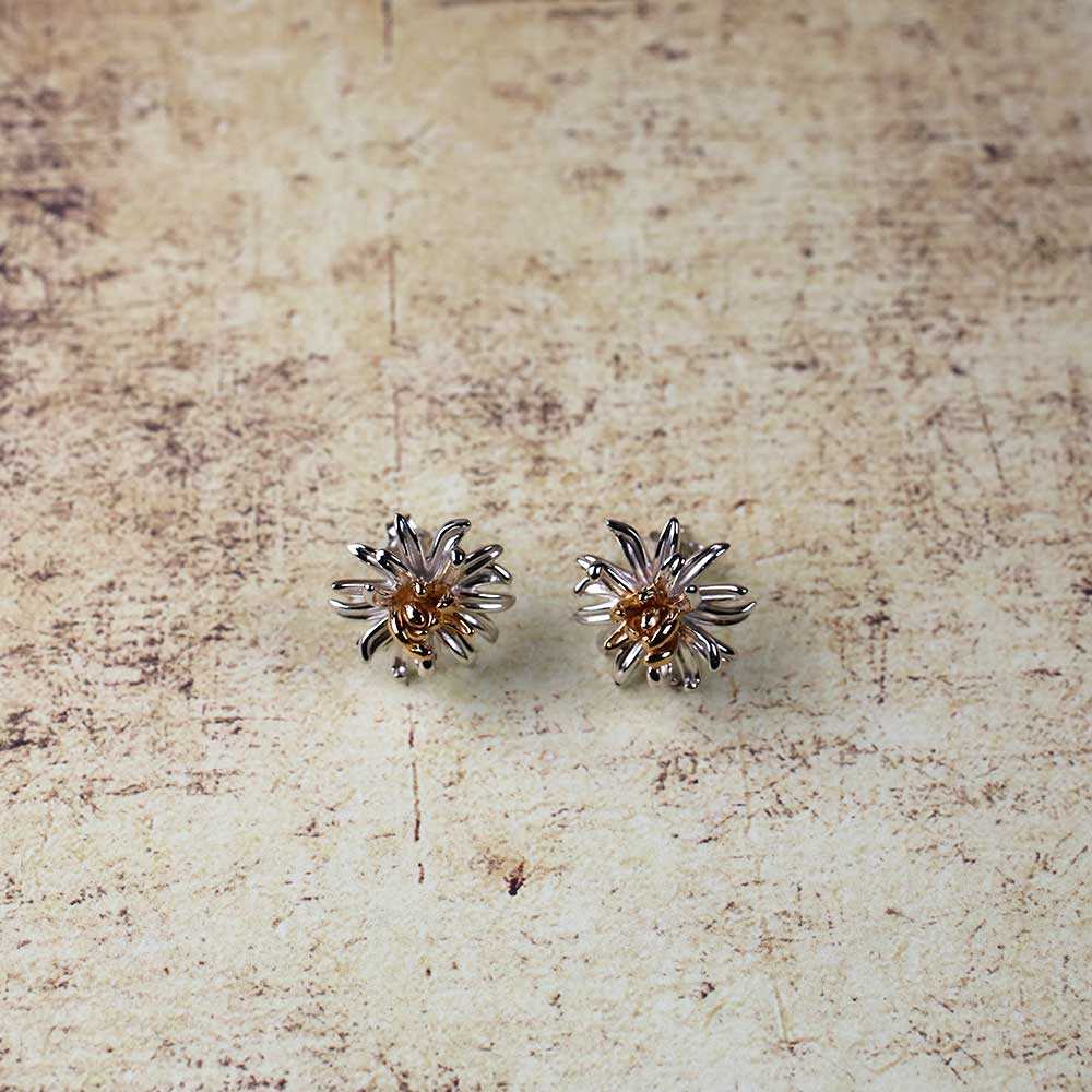 Chrysanthemum November Birthday Flower Earrings