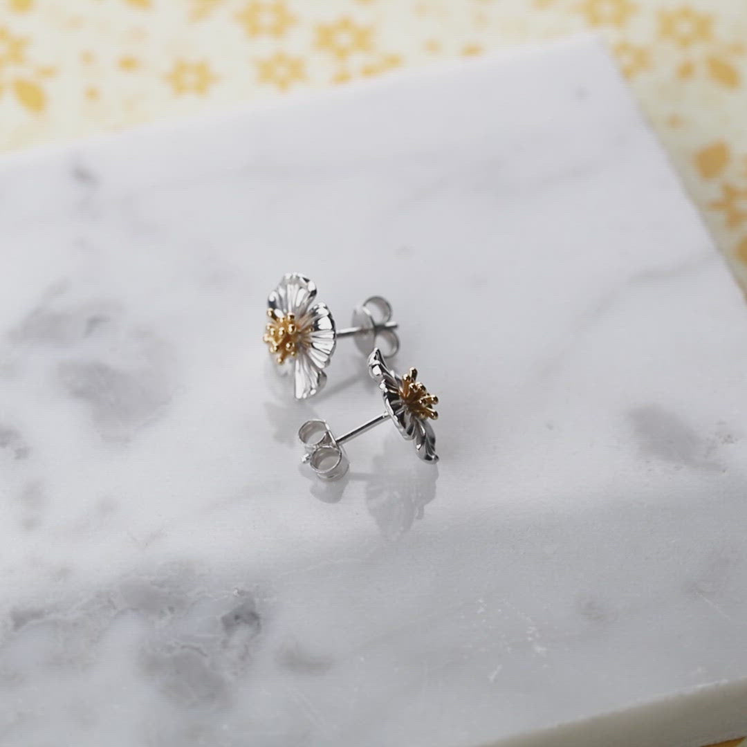 Poppy August Birthday Flower Earrings