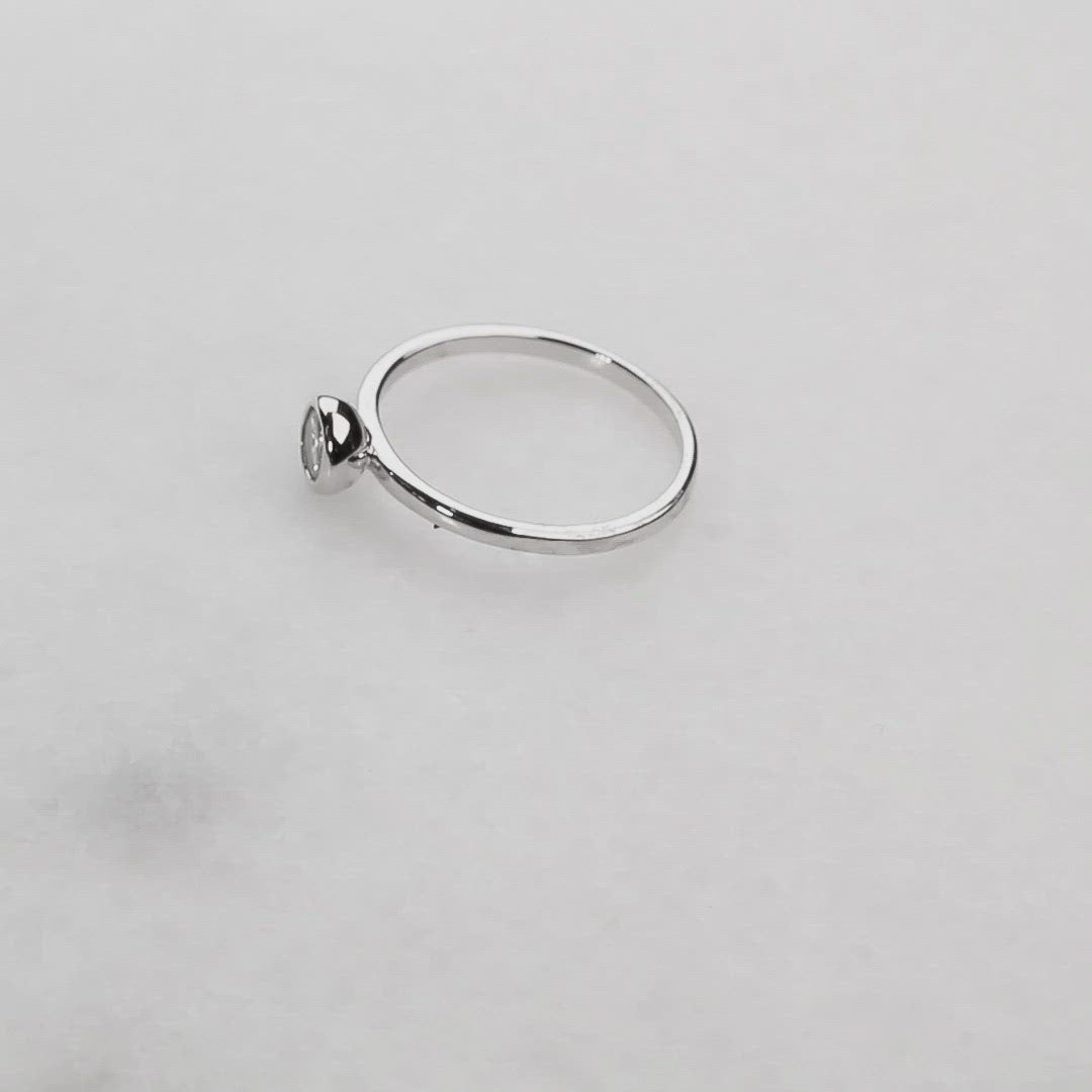 White Topaz & Silver Stacking Ring