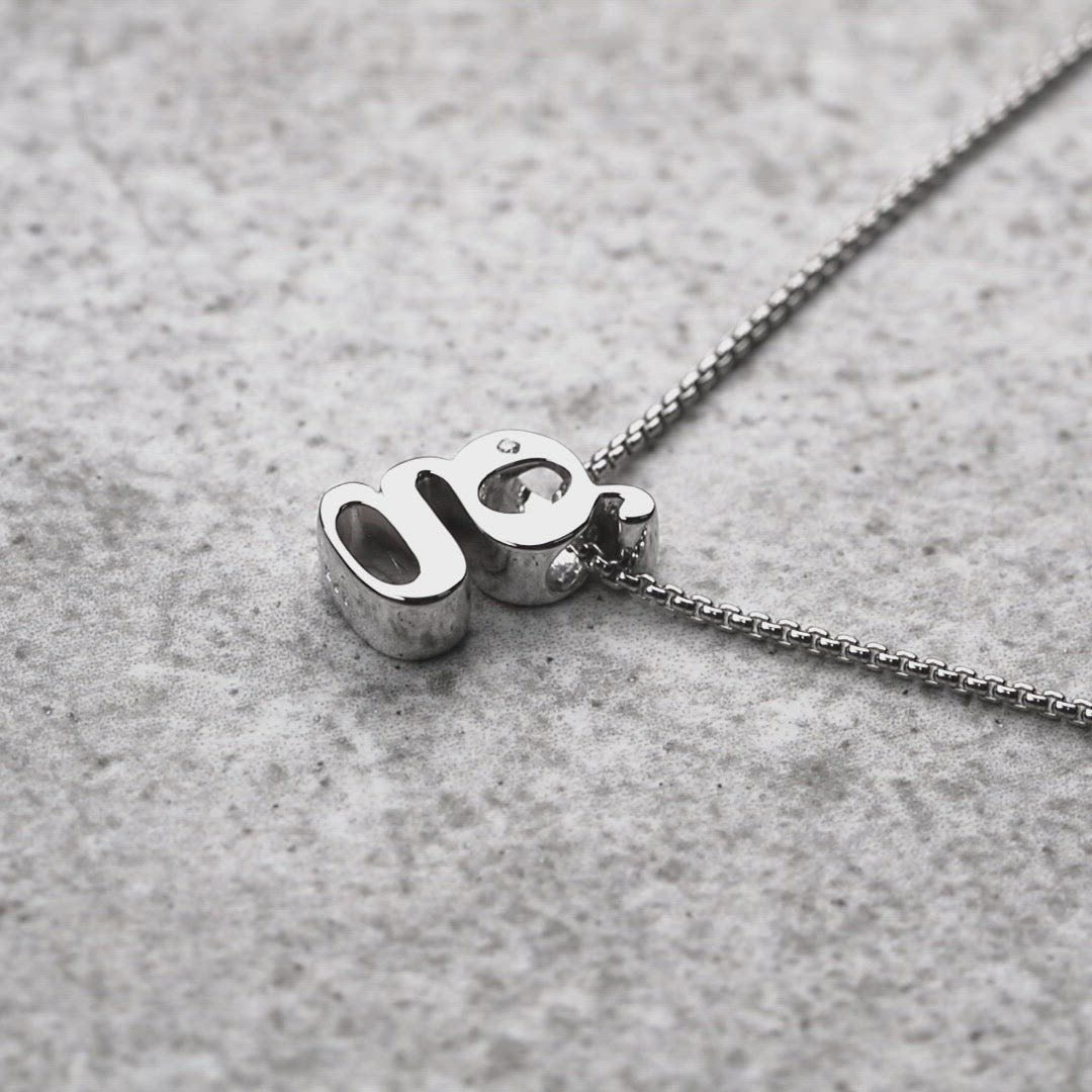 Letter G Silver Diamond Pendant
