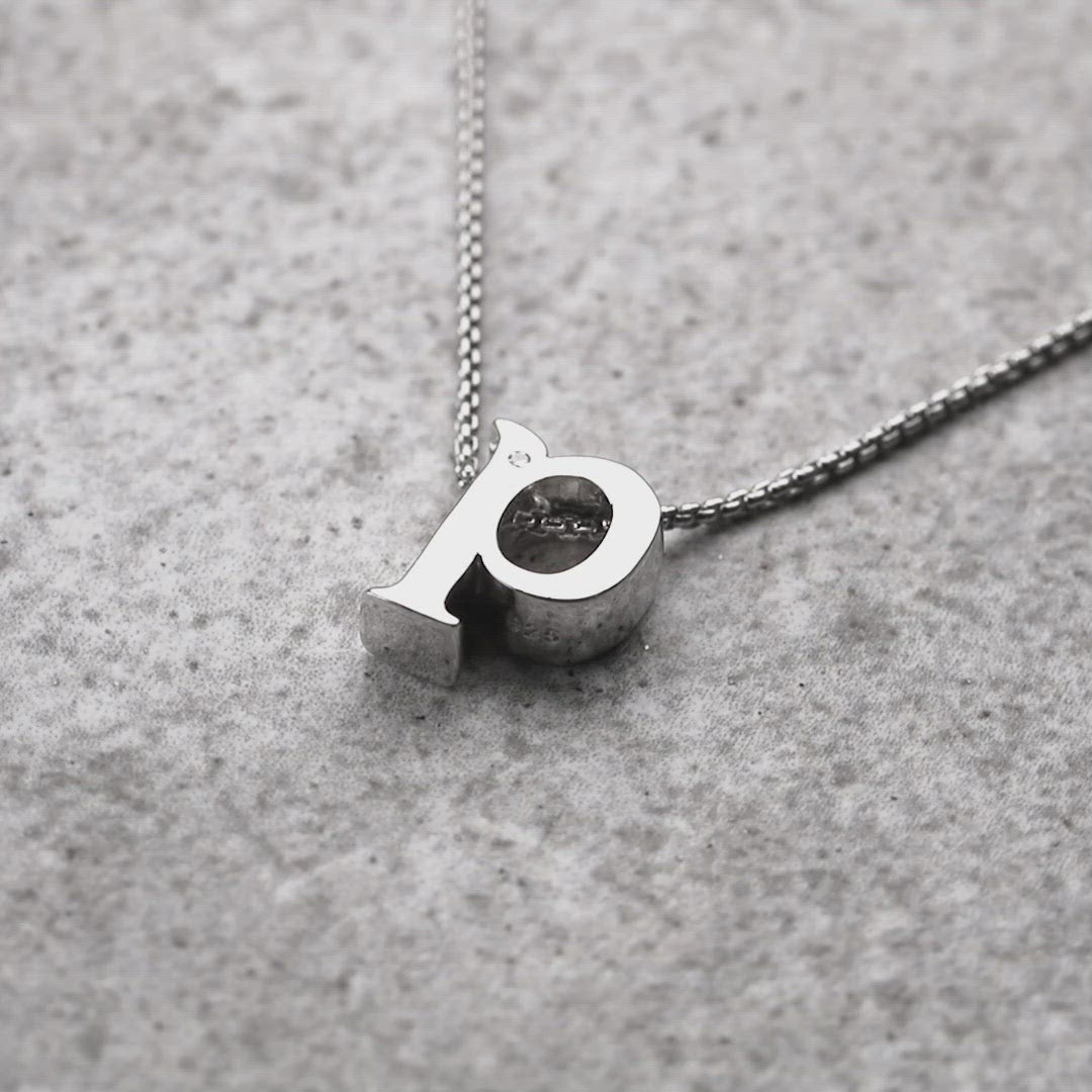 Letter P Silver Diamond Pendant