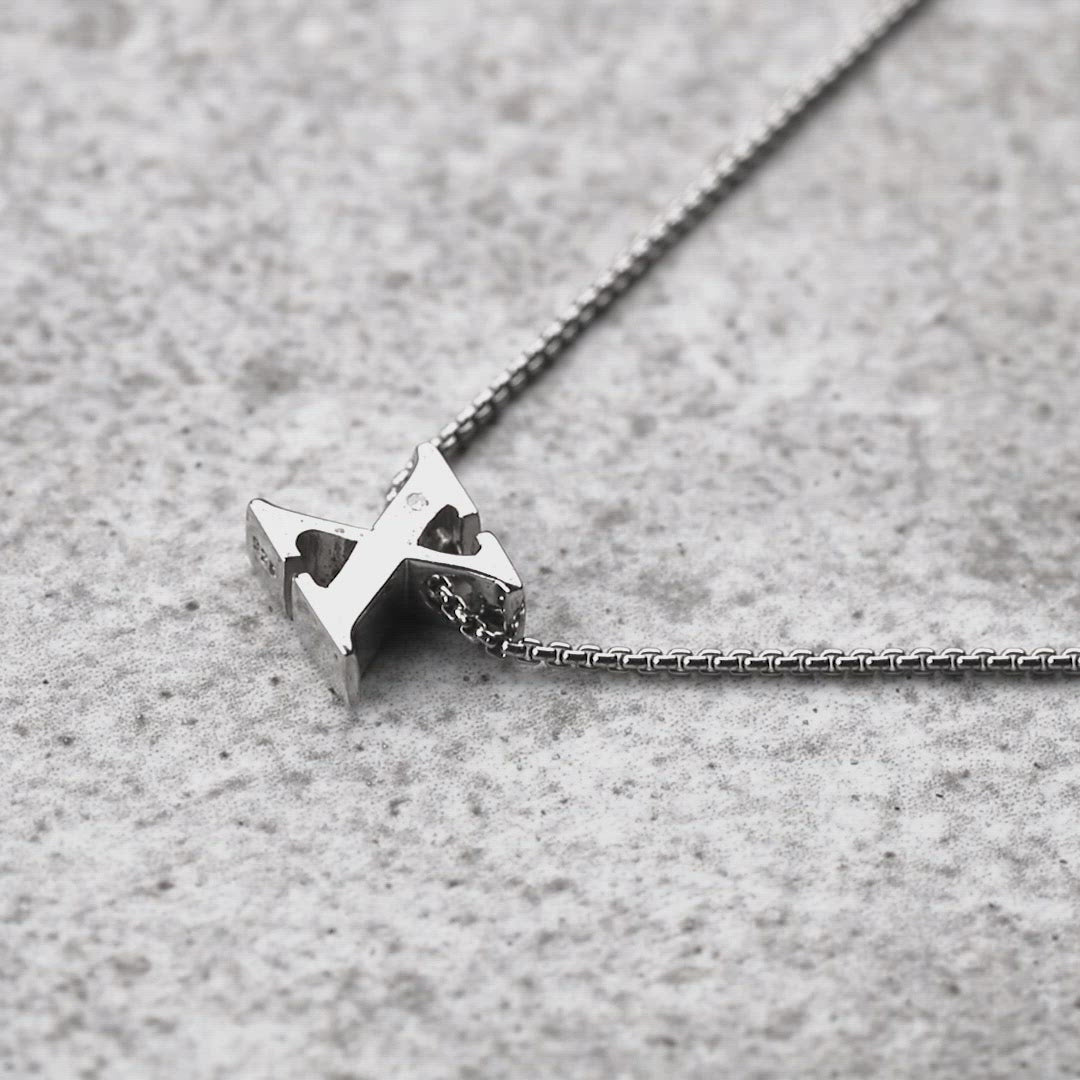 Letter X Silver Diamond Pendant