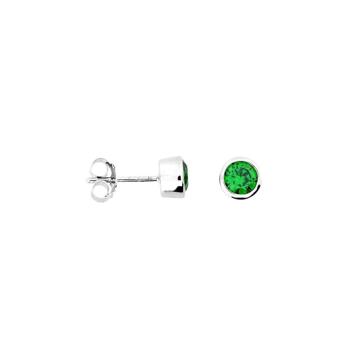 Sterling Silver Brilliant Cut Green Stud Earrings - 5mm