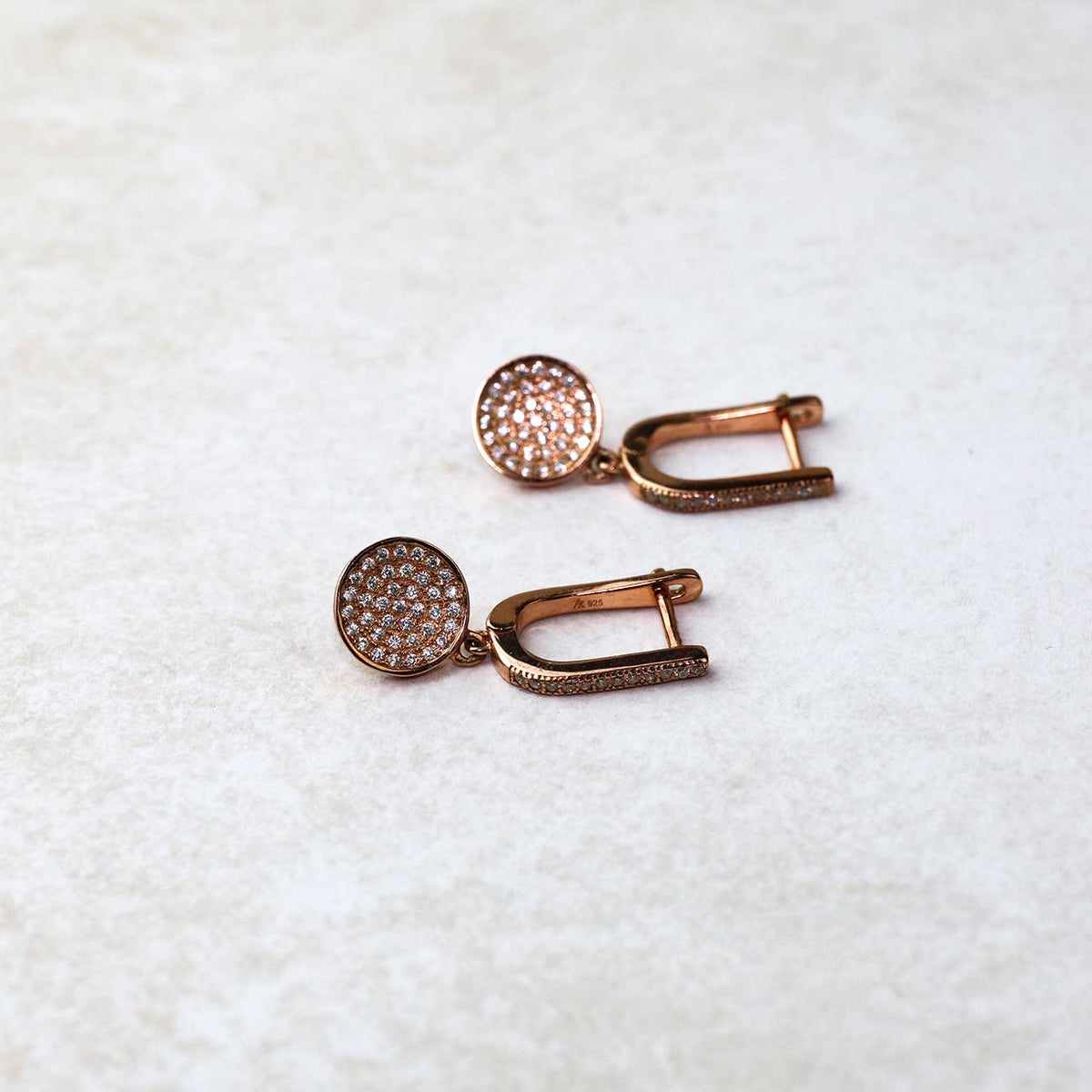 Domed Pavé Earring with Hinged Drop (Small)