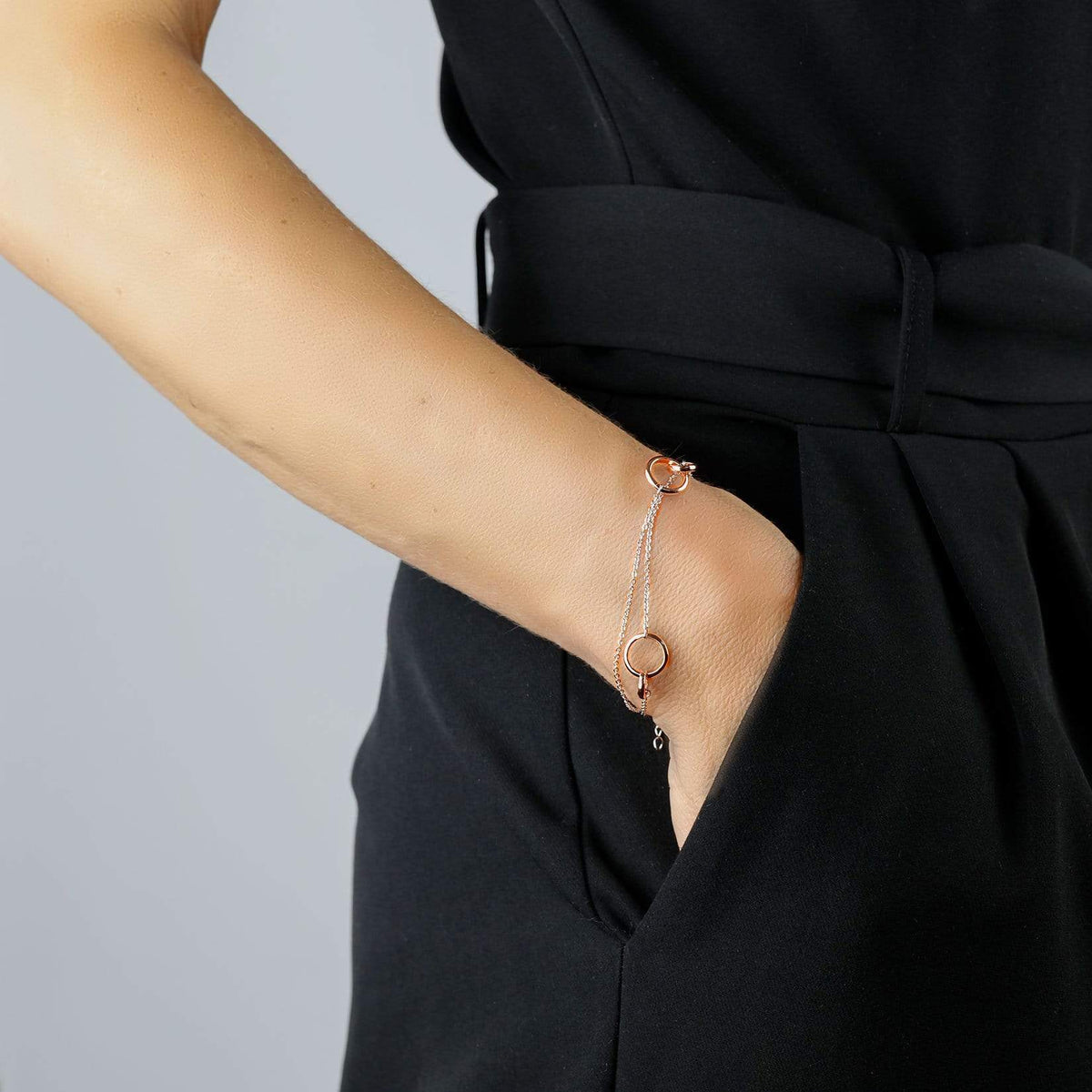 Double Interlocking Circles Bracelet Rose Gold Vermeil