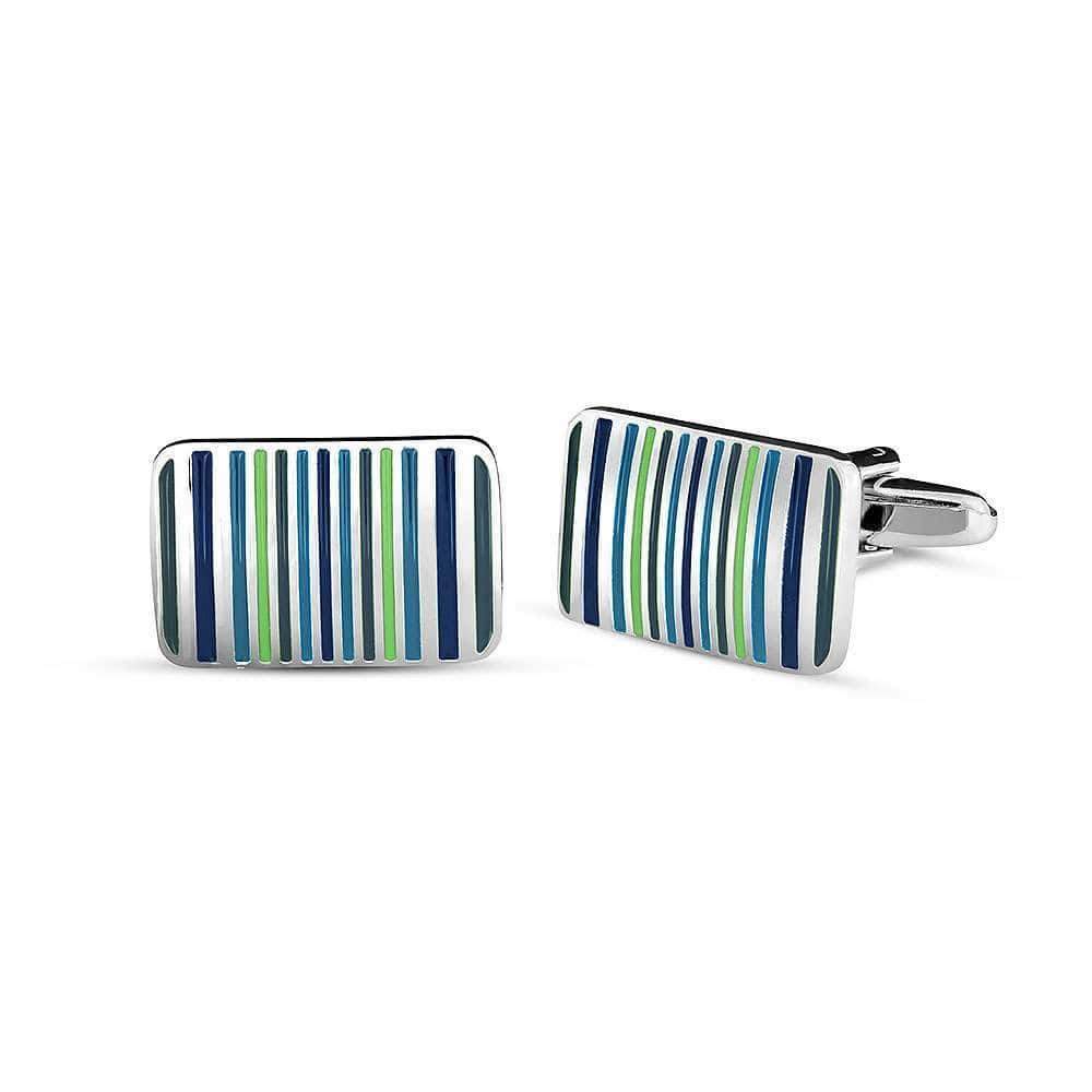 Enamel Blue Striped Cufflink