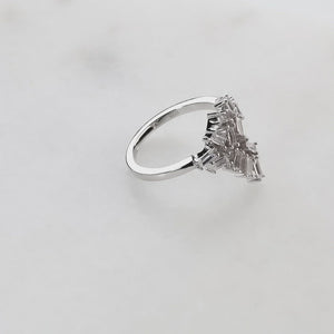 Silver & Clustered Baguette Stones Cocktail Ring