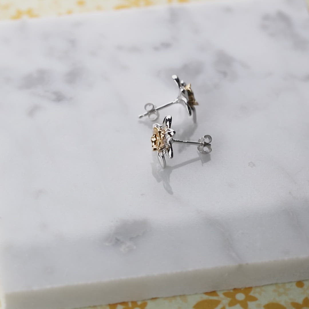 Narcissus December Birthday Flower Earrings