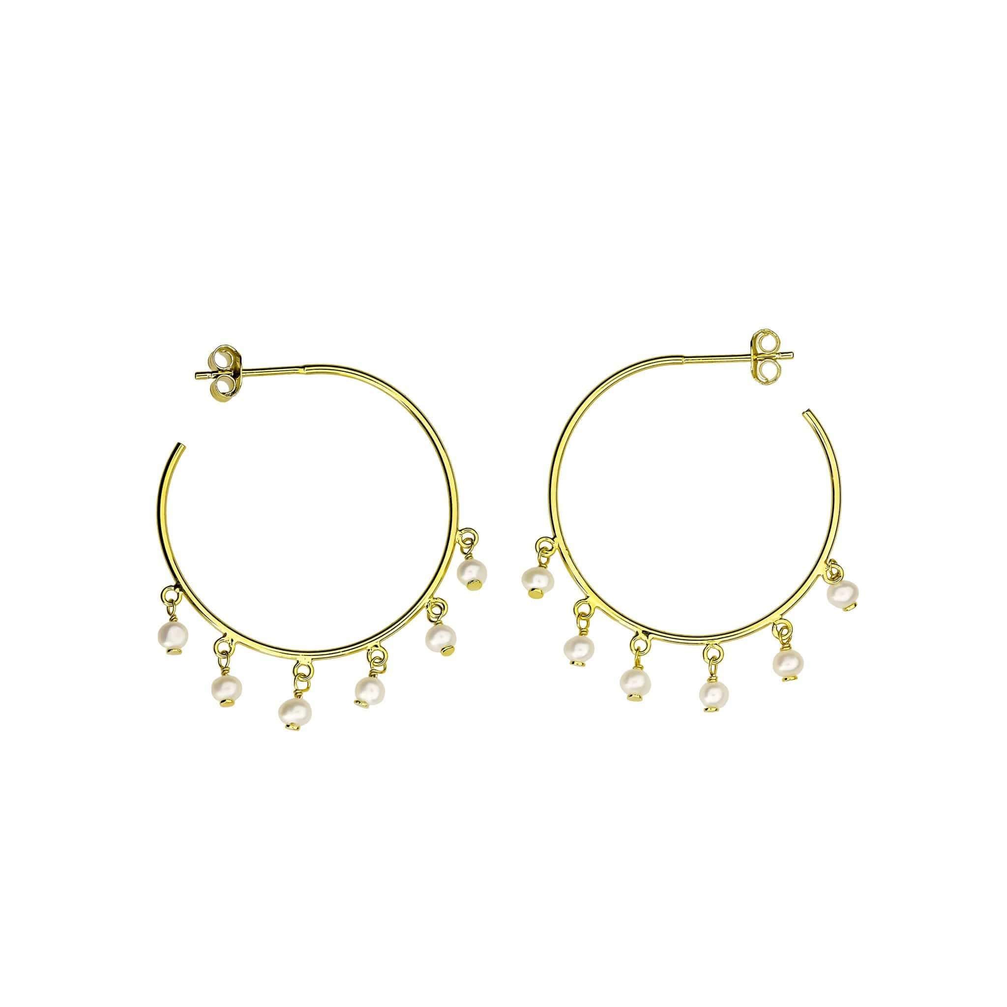 Tribeca Dangling Pearl Hoop Earrings