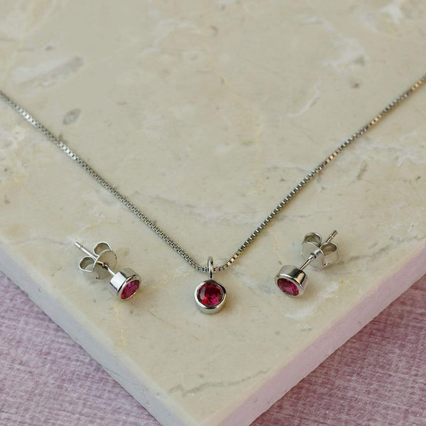 July Birthstone Silver Ruby Pendant Sterling Silver July
