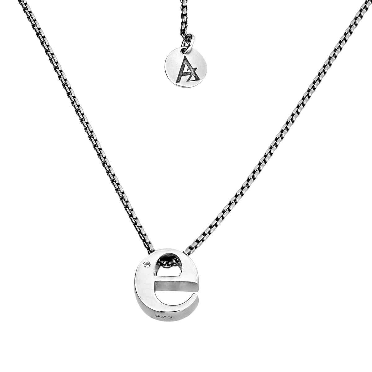Letter E Silver Diamond Pendant