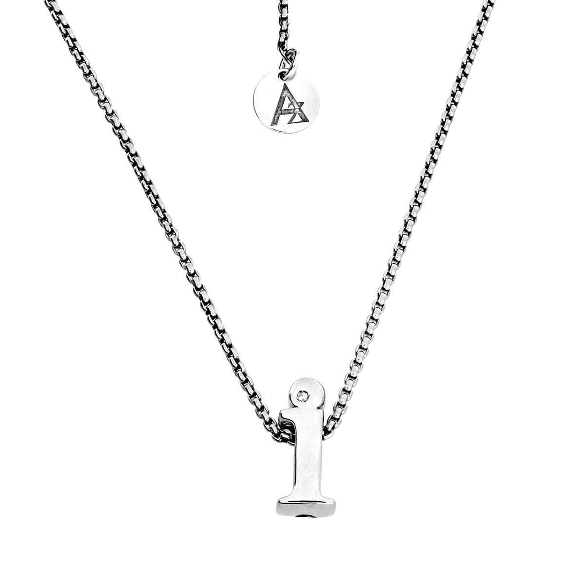 Letter I Silver Diamond Pendant