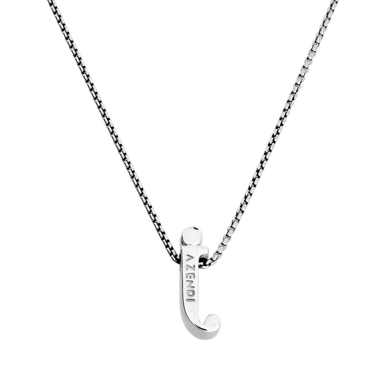 Letter J Silver Diamond Pendant
