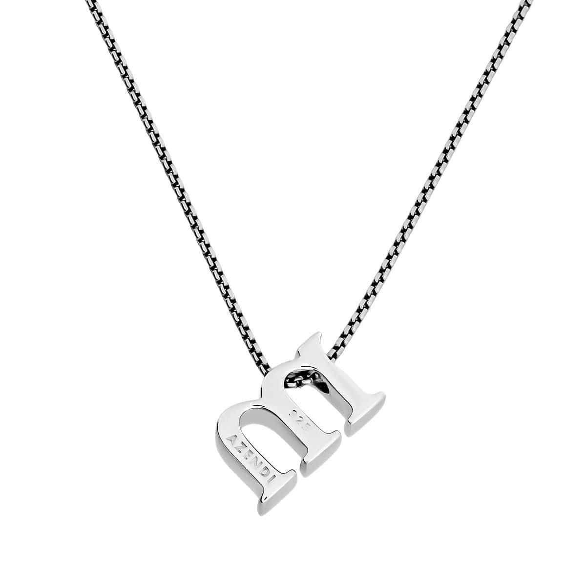 Letter M Silver Diamond Pendant