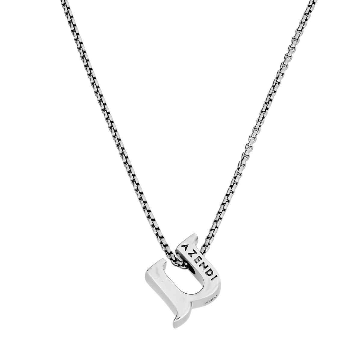 Letter U Silver Diamond Pendant