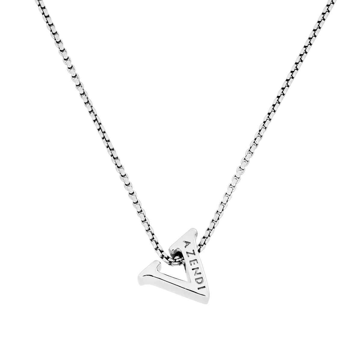 Letter V Silver Diamond Pendant
