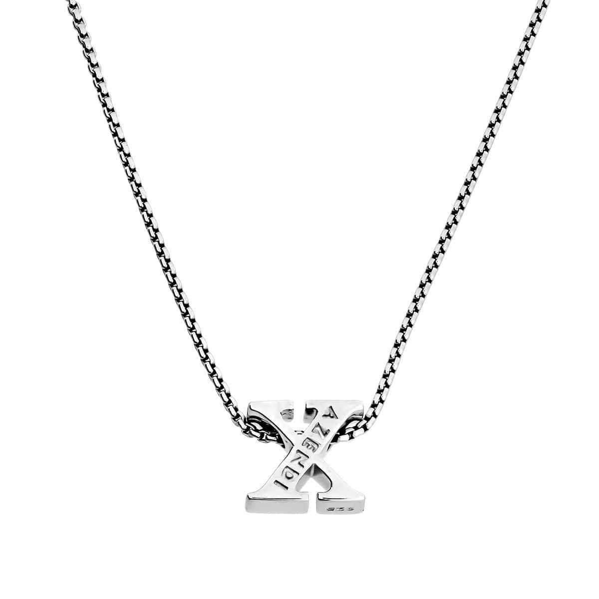 Letter X Silver Diamond Pendant