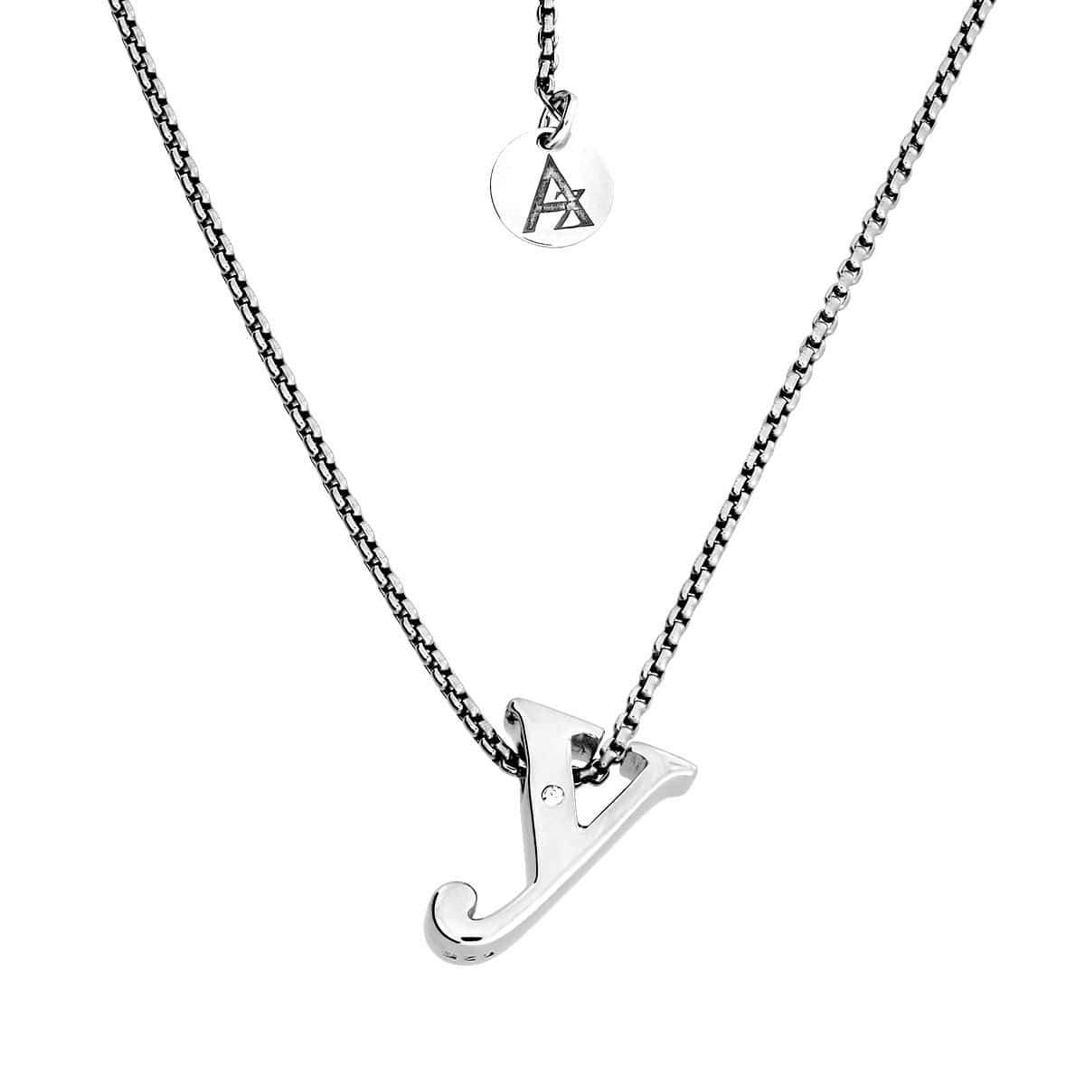 Letter Y Silver Diamond Pendant