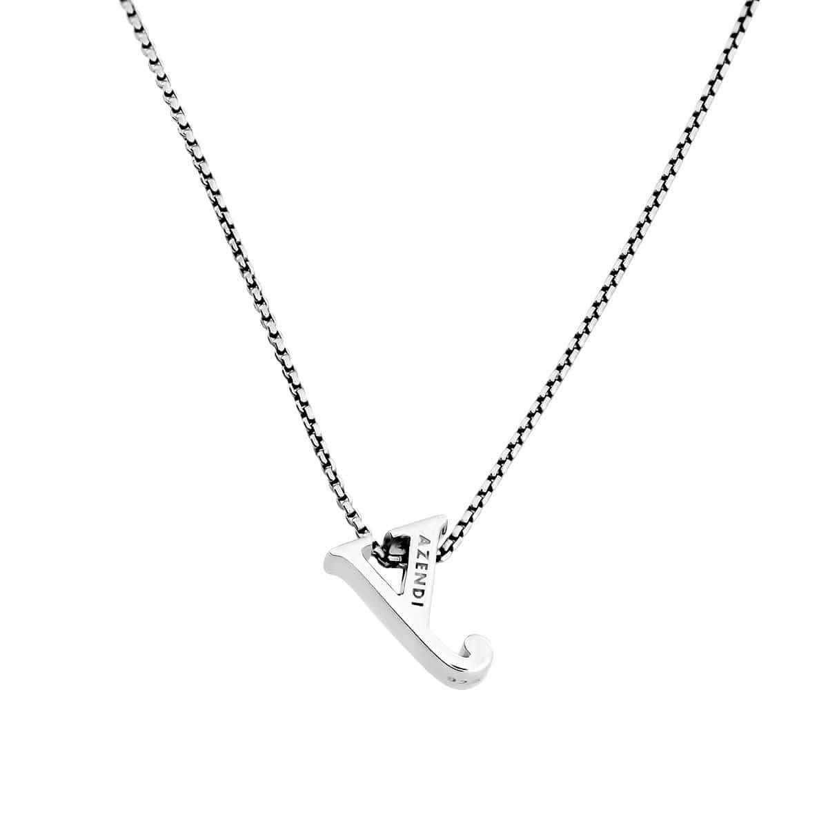 Letter Y Silver Diamond Pendant