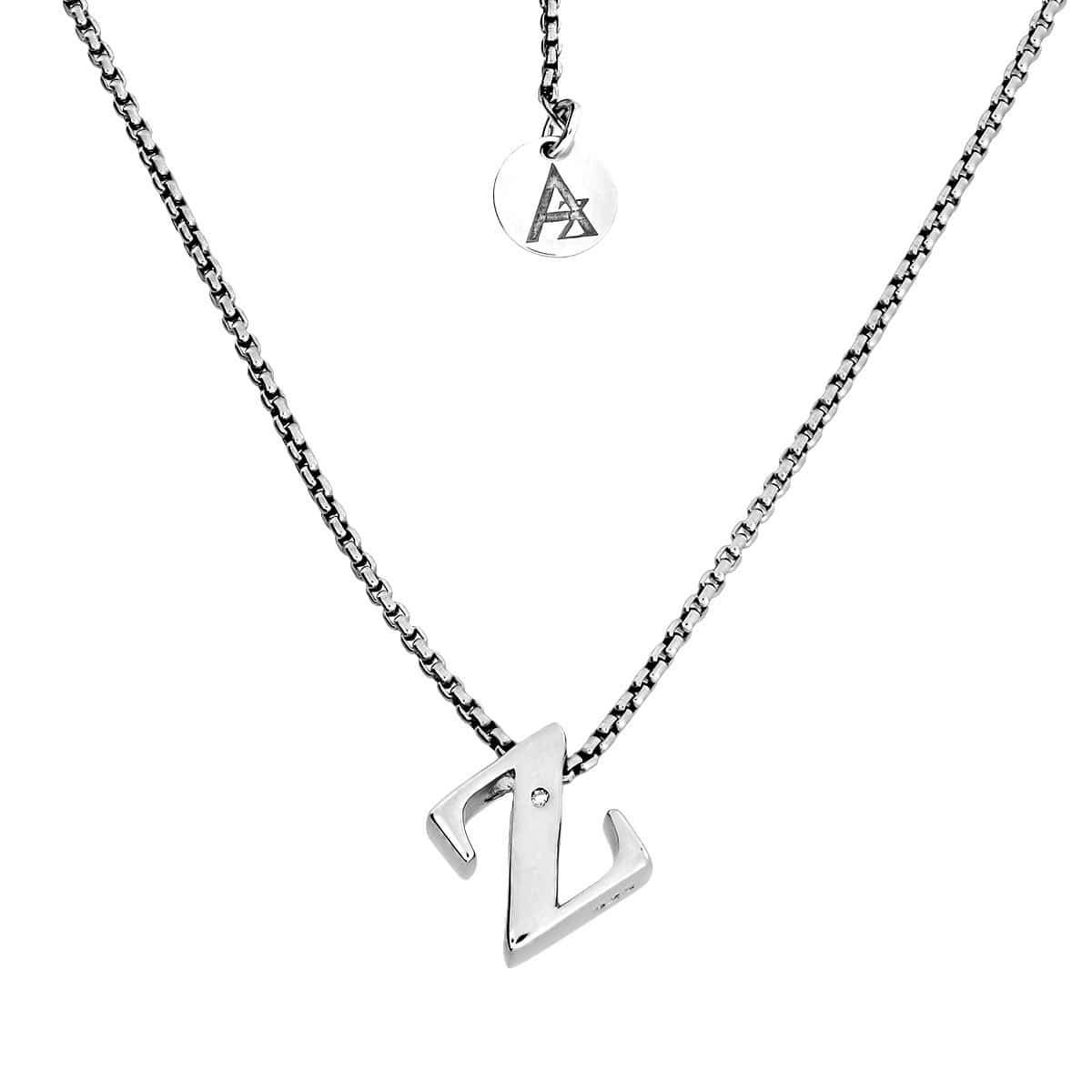 Letter Z Silver Diamond Pendant